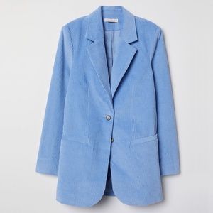 H&M Trend Corduroy Blazer Jacket in Powder Blue Size EUR 40 / US 8